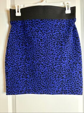Lovely Day Blue and Black Leopard Print Mini Skirt